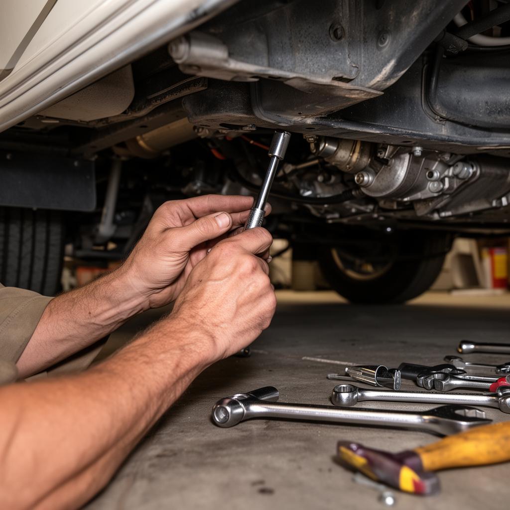 Mechanic repairing RV